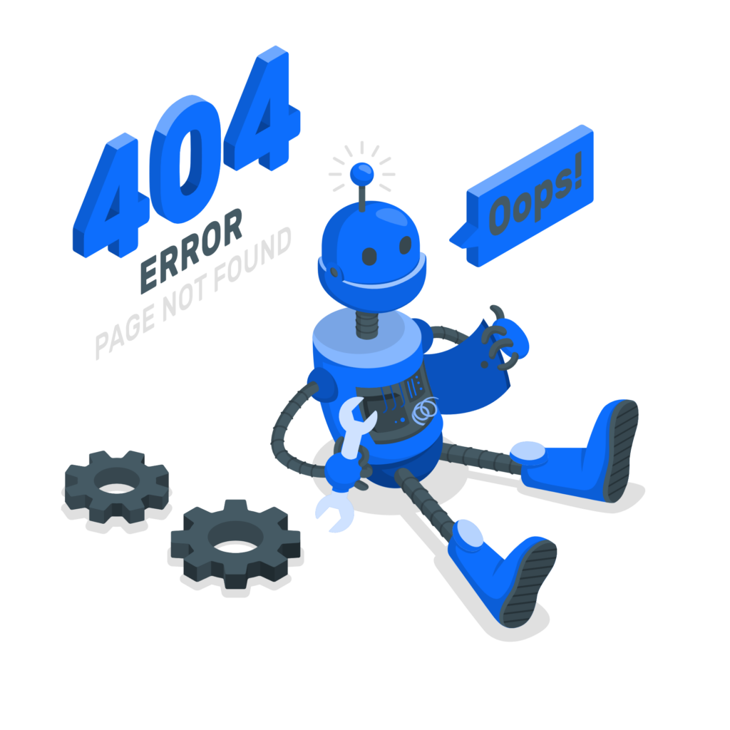 Oops! 404 Error with a broken robot-amico