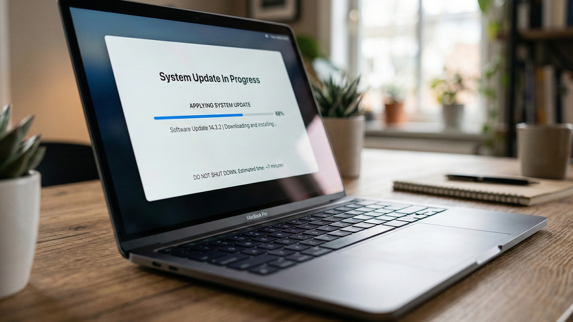Aktualizacja systemu strony internetowej lub sklepu online na ekranie laptopa
