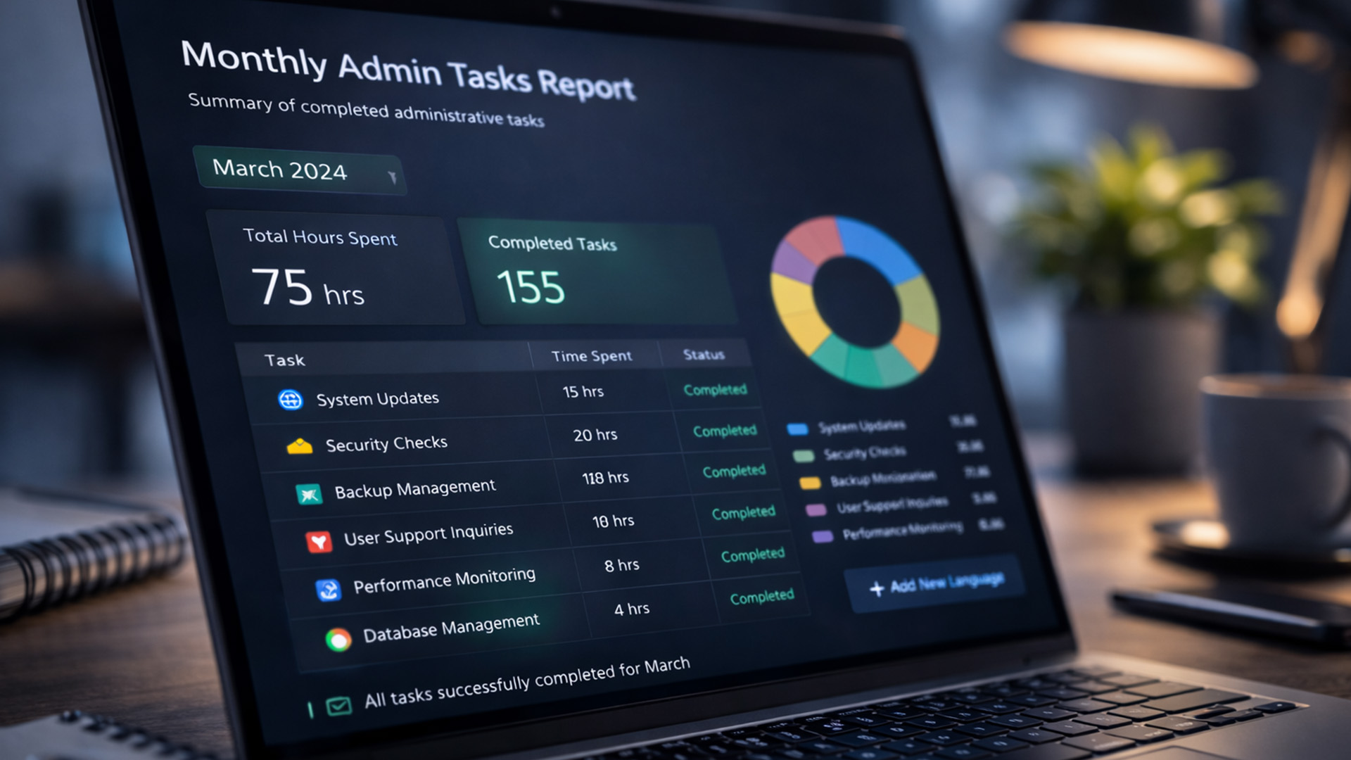 Miesięczny raport z administracji strony internetowej i sklepu z wykonanymi zadaniami