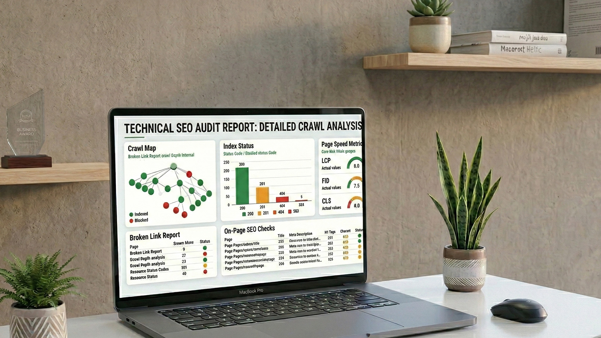 Analiza techniczna SEO strony internetowej z raportem crawlowania i kontroli on-page