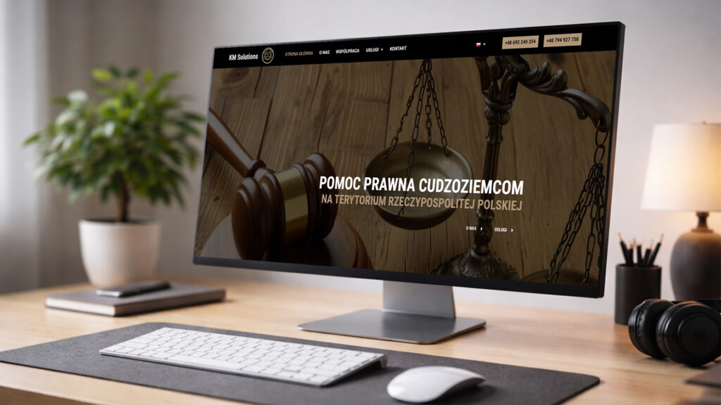 Mockup KM Solutions - Strona Internetowa Kancelarii Prawa Międzynarodowego