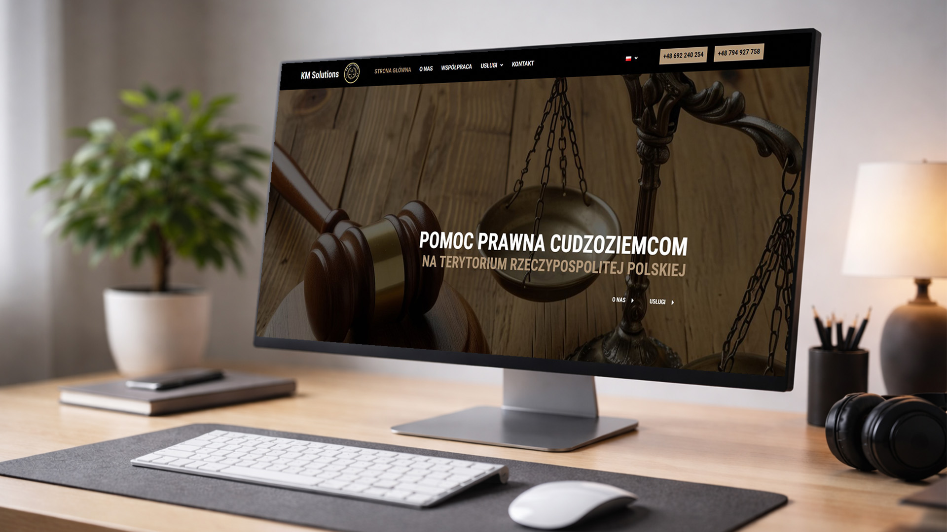 Mockup KM Solutions - Strona Internetowa Kancelarii Prawa Międzynarodowego