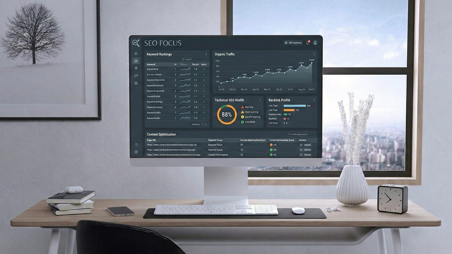 Analiza fraz kluczowych, ruchu organicznego i kondycji SEO strony internetowej