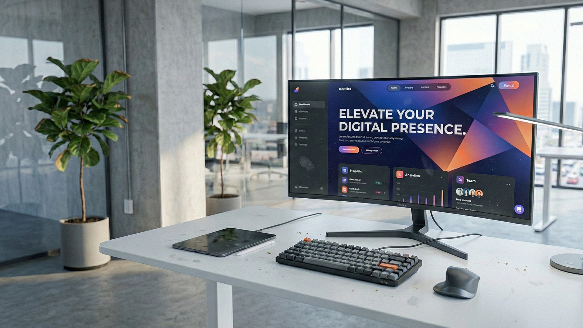 Przykład projektu strony internetowej z układem sekcji i podstron