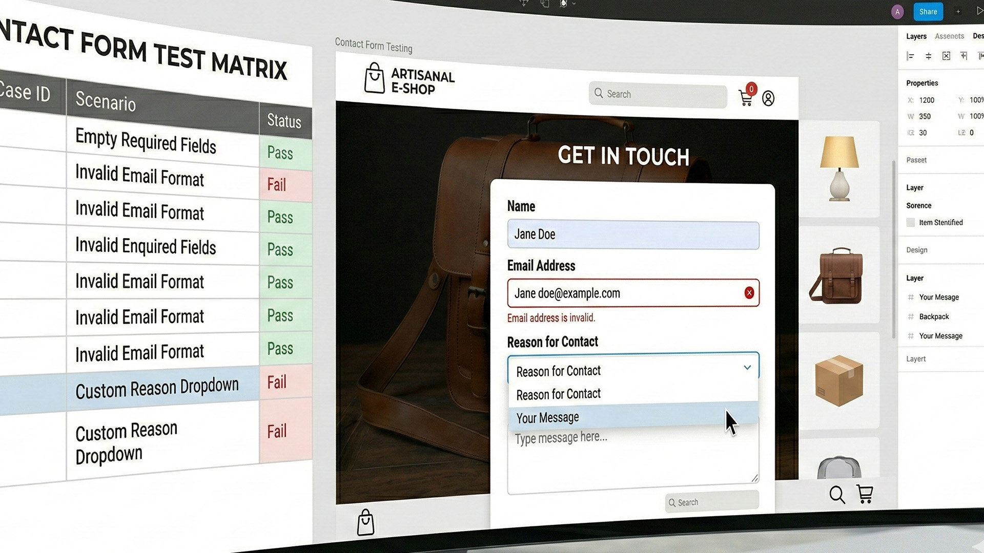 Testowanie formularza kontaktowego na stronie internetowej w panelu projektu